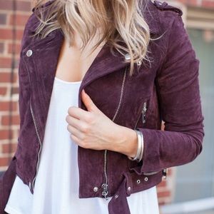 Blank NYC 100% Suede Leather Moto Jacket in Plum (sz XS)